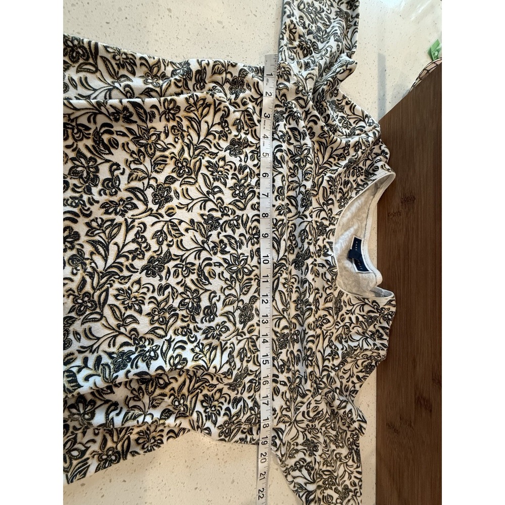 Karen Scott White Brown Yellow Floral 3/4 Sleeve Blouse Top Casual Size PL - Picture 6 of 9